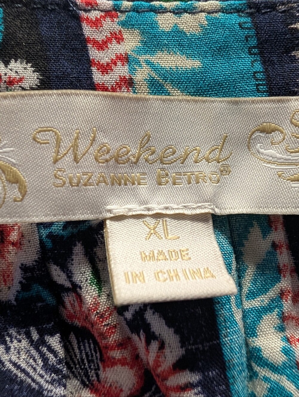 Weekend Suzanne Betro XL Floral Boho Peasant Blouse Crochet Trim Bell Sleeve Top - Picture 11 of 12